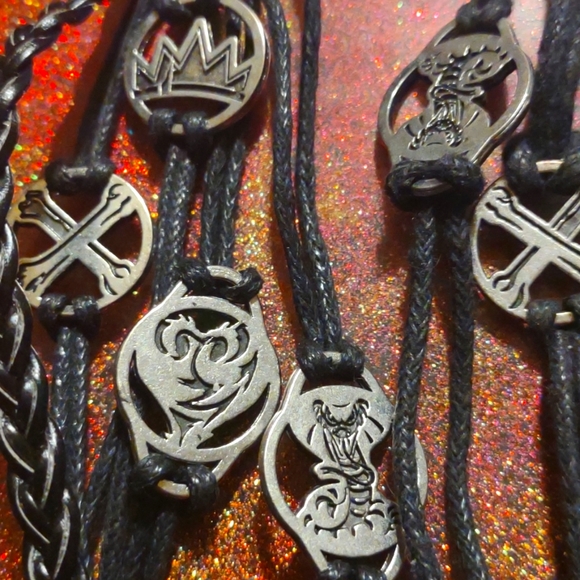 Two lovely black and silver multi-strand bracelets with charms - Picture 3 of 3